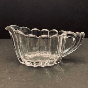 Vtg Heisey Glass #1503 Crystolite Individual Creamer Marked MCM Oval Ribbed